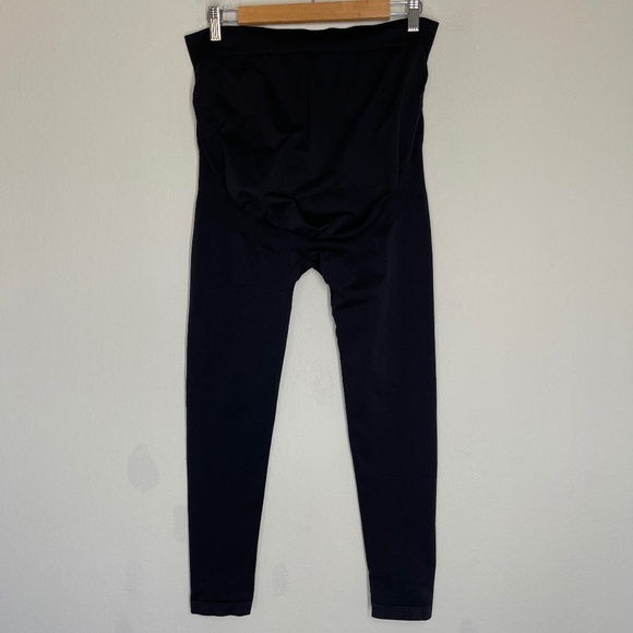 A Pea in the Pod Maternity Crop Leggings Women's L Black Over the Belly Comfort - Picture 1 of 7